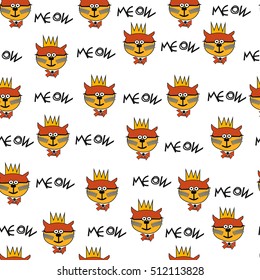Seamless pattern of the cats, meow