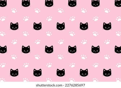 seamless pattern with cats and paws for banners, cards, flyers, social media wallpapers, etc.
