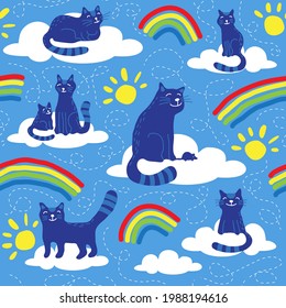 Seamless pattern and cats
