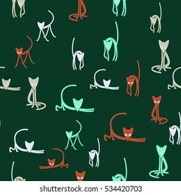 Seamless pattern of the cats. Summer camouflage.