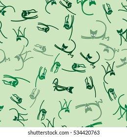Seamless pattern of the cats. Summer camouflage.