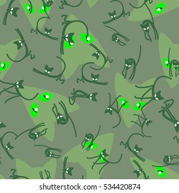 Seamless pattern of the cats. Summer camouflage.