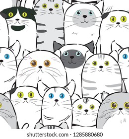 Seamless pattern of cats use as background, wallpaper, card and wrap paper
