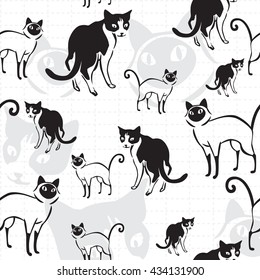 Seamless pattern of cats use as background, wallpaper, card and wrap paper