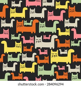 seamless pattern with cats, vector format