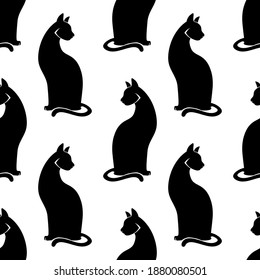 Seamless pattern with cats. Vector illustration for designing posters, cards, prints, stickers, wallpaper, fabric, textile, gift paper, scrapbooking 