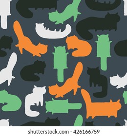 Seamless pattern with cats. Vector illustration