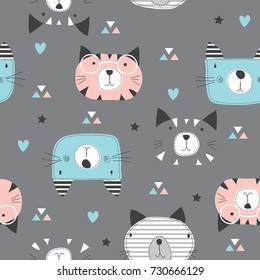 seamless pattern with cats vector illustration