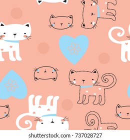 seamless pattern with cats vector illustration