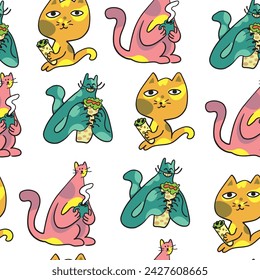 seamless pattern cats in vector.pets in flat style.Template for backdrop, background, banner, wallpaper, wrapping, pattern, seamless, print, textile, fabric