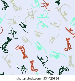 Seamless pattern of the cats.  Winter camouflage.