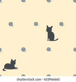 Seamless pattern with cats and yarns.