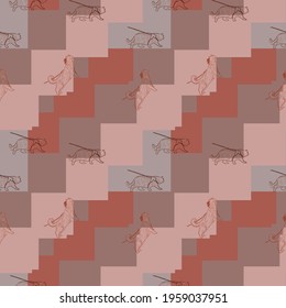 seamless pattern with cats.Pint for fabric, wrapping paper. orange wallpaper. background. Red Cat. meow. Kawai, cute. vector eps 10