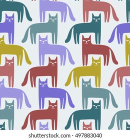 Seamless pattern with cats.Silhouettes.