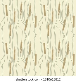 Seamless pattern with cattails. Vector illustration.