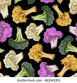 Seamless pattern cauliflower on a colorful background.
