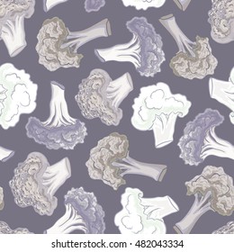 Seamless pattern cauliflower on a colorful background.