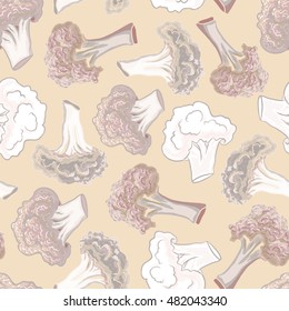 Seamless pattern cauliflower on a colorful background.