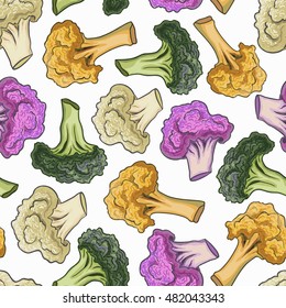 Seamless pattern cauliflower on a colorful background.