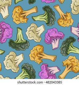 Seamless pattern cauliflower on a colorful background.