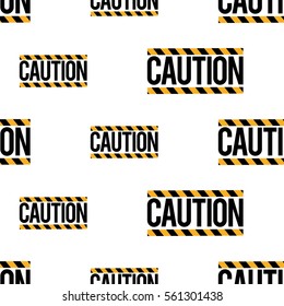 Seamless pattern with caution sign. Inspired by road, building machinery. Vector background for decoration children's room, invitations, website, mobile app.