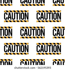 Seamless pattern with caution sign. Inspired by road, building machinery. Vector background for decoration children's room, invitations, website, mobile app.