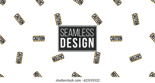 Seamless pattern with caution sign. Inspired by variety of road, building machinery. Vector background for decoration for children's room, invitations, website, mobile app.