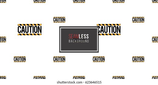 Seamless pattern with caution sign. Inspired by variety of road, building machinery. Vector background for decoration for children's room, invitations, website, mobile app.