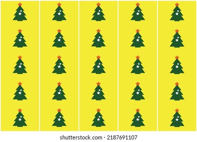 Seamless Pattern :Celebrated Christmas tree on the yellow background