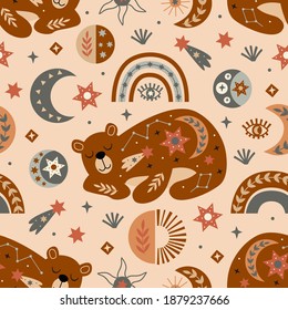 seamless pattern with celestial bear
