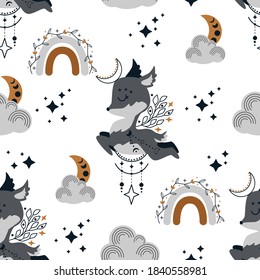 seamless pattern with celestial deer - vector illustration, eps