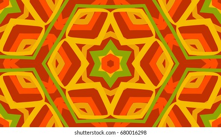 Seamless pattern. Cellular honeycomb structure. Yellow, red, orange, green.