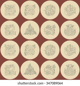 Seamless pattern with Celtic art and ethnic ornaments for your design