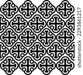 Seamless pattern with Celtic crosses in black and white colors.
