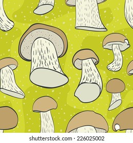 Seamless pattern with cep mushroom