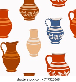 Seamless pattern from ceramic crockery.