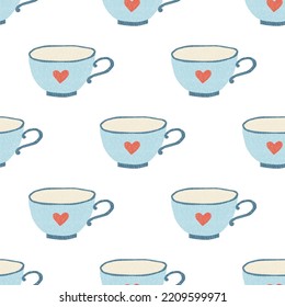 Seamless pattern with ceramic cup 