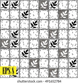 
Seamless pattern with ceramic tiles. Drawing by hand. Stylish abstract background.