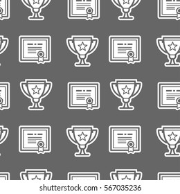 Seamless pattern with certificate and awards. Vector illustration.