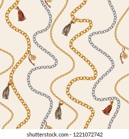 Seamless pattern with chain for fabric design. Vector