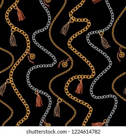 Seamless pattern with chain for fabric design. 