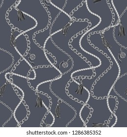 Seamless pattern with chain for fabric design. Vector