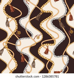 Seamless pattern with chain for fabric design. Vector