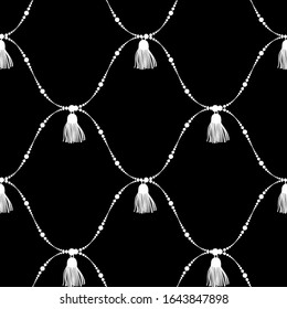 Seamless pattern with chains and anchor. Black and white background. Abstract monochrome pattern  in marine style. Idea  for material, scarf, fabric, textile, wallpaper, wrapping paper. Vector