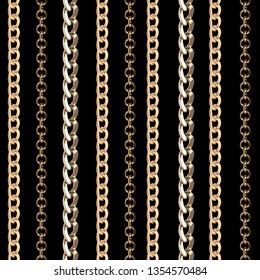 Seamless pattern with chains on black background for fabric design.