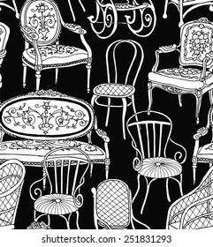 Seamless Pattern Chair Black & White