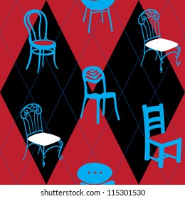 Seamless Pattern With Chairs for Hotel, Home, Club and Villa Design