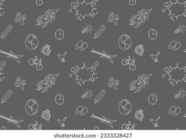 seamless pattern with chalk on blackboard