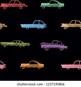 Seamless pattern of chalked cars
