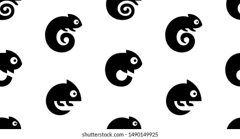 Seamless pattern with Chameleon Logo. isolated on white background